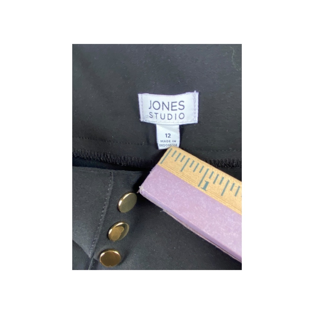 Jones Studio Womens Black Straight Leg Dress Pants Gold Button Detail Size 12 - Picture 3 of 8